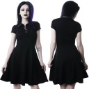 Vestido gótico de manga corta, color negro. 1