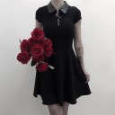 Vestido gótico de manga corta, color negro. 2