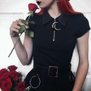 Vestido gótico de manga corta, color negro. 3