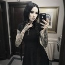 Vestido gótico de manga corta, color negro. 4