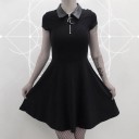 Vestido gótico de manga corta, color negro. 5