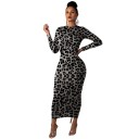 Vestido largo con estampado de leopardo 5