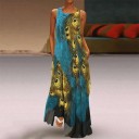 Vestido largo con estampado de pavo real 4