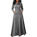 Vestido largo de mujer con cuello alto 8