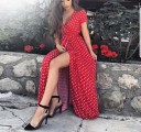 Vestido largo de mujer con lunares 3