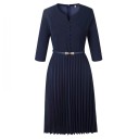 Vestido liso com saia plissada 1