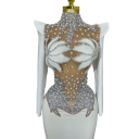 Vestido longo brilhante de luxo para senhora com rede transparente e mangas longas decorado com pedras e pérolas para baile e eventos noturnos 5
