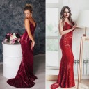 Vestido longo de lantejoulas para senhora 4