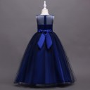 Vestido longo para menina com flores e laço J2901 6