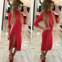 Vestido midi de cuello alto de otoño 7
