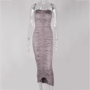 Vestido midi elástico sem alças 7