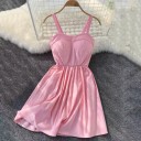 Vestido mini de alças de uma só cor 7