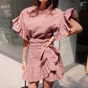 Vestido mini de verão com folhos 1