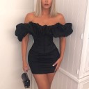 Vestido mini preto de luxo 3