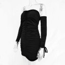 Vestido mini sexy feminino com mangas longas 4
