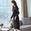 Vestido preto com flores para senhora 2