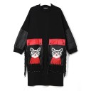 Vestido preto de outono com estampado 2