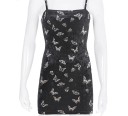 Vestido preto feminino com estampado de borboletas 2