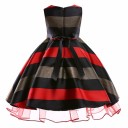 Vestido riscado para meninas com laço J1271 1