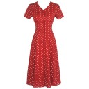 Vestido rojo de mujer con lunares 6