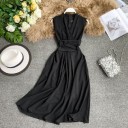 Vestido sin mangas de color sólido 4