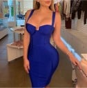 Vestidos bodycon de banda para mujer con escote reforzado Corte ajustado de tejido elástico con costuras verticales y cremallera 6