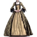 Vestidos de baile de corte medieval para dama con mangas acampanadas y escote cuadrado con encaje y falda amplia para eventos de disfraces y fotografía 2
