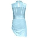 Vestidos de baile para niñas sin mangas con piedras y cuello alto, corte asimétrico, poliéster nylon elastano, para patinaje artístico 5