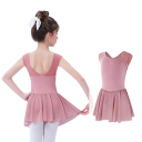 Vestidos de ballet para niñas con manga corta y falda de gasa, leotardo de algodón con elastano, para ballet, danza y gimnasia para pequeñas bailarinas 2