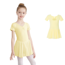 Vestidos de ballet para niñas con manga corta y falda de tul de algodón y elastano para danza, ballet y actuaciones 6