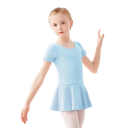Vestidos de ballet para niñas con manga corta y falda de tul de algodón y elastano para danza, ballet y actuaciones 4