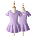 Vestidos de ballet para niñas con manga corta y falda de tul de algodón y elastano para danza, ballet y actuaciones 3