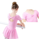 Vestidos de ballet para niñas con manga corta y falda de tul de algodón y elastano para danza, ballet y actuaciones 8