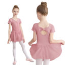 Vestidos de ballet para niñas con manga corta y falda de tul de algodón y elastano para danza, ballet y actuaciones 15