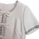 Vestidos de mujer con mangas cortas y lazos y dobladillo decorado con escote redondo y falda en A para ocasiones formales e informales 6