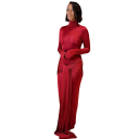 Vestidos de noite longos elásticos com gola alta e mangas longas 3