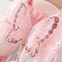 Vestidos de verano para niñas con alas de mariposa y mariposas 3D en los tirantes con falda de tul para los más pequeños en rosa 3