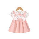 Vestidos de verano para niñas con estampado floral y cuello con mangas cortas y flores 3D para los más pequeños 3