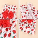Vestidos de verano para perros M 32 x 32 cm Vestidos adorables con estampado de fresas Lazo rojo Ropa transpirable y estilosa para perros pequeños 2