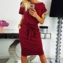 Vestidos de verão femininos com laço na cintura J1123 1
