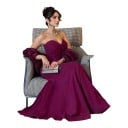 Vestidos longos de noite sem alças com decote em coração e corpete com peplum no corte sereia roxo 5