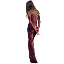 Vestidos longos transparentes com drapeado assimétrico Manga transparente e efeito de sobreposição Corte justo Vestidos de noite elegantes para mulheres ousadas 2