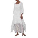 Vestidos maxi sueltos para mujeres, también para figuras más llenas, dobladillo asimétrico con puntas, mangas tres cuartos, escote 1