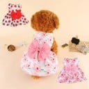 Vestito floreale rosa per cane 30 x 26 cm Taglia S Abbigliamento con fiocco decorativo sulla schiena Abiti estivi eleganti per piccoli cani 2