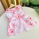 Vestito floreale rosa per cane 30 x 26 cm Taglia S Abbigliamento con fiocco decorativo sulla schiena Abiti estivi eleganti per piccoli cani 3
