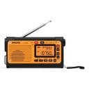 Vészhelyzeti rádió 4,1 x 14,5 x 7,8 cm kézi tekerővel, nap panellel és lámpával FM AM SW és WB Bluetooth-szal és telefon töltéssel narancssárga-fekete 1