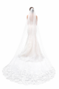 Véu de noiva 3 m Catedral Longo Com pente Bainha de renda Tecido de tule Branco Ivory branco Véu luxuoso para vestidos de noiva 1