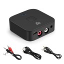 Vezeték nélküli bluetooth audio adapter NFC-vel audiotechnikához 3,5 mm jack vagy RCA Bluetooth 5.0 10 m hatótávolság Fekete ABS műanyag 6 x 6 x 2 cm 2