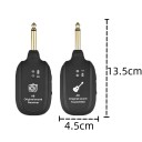 Vezeték nélküli gitárrendszer 13,5 x 4,5 cm UHF 730 MHz 4 csatornás adó és vevő Alacsony késleltetés 4 ms Elektromos gitárhoz, basszusgitárhoz 3