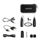 Vezeték nélküli klipszes mikrofon adóval és vevővel Kondenzátor irányított Átvitel 2,4 GHz 3,5 mm-es jack USB adapter 2x 3,5 mm-es jack-hez 2